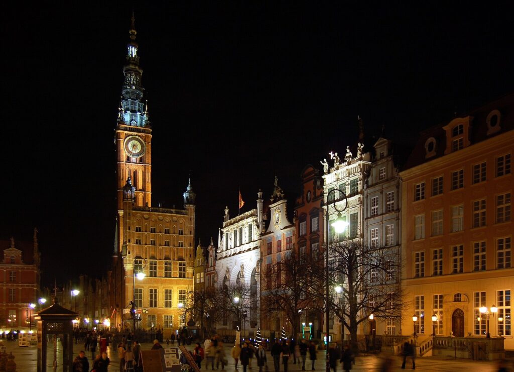 Długi Targ w Gdańsku nocą